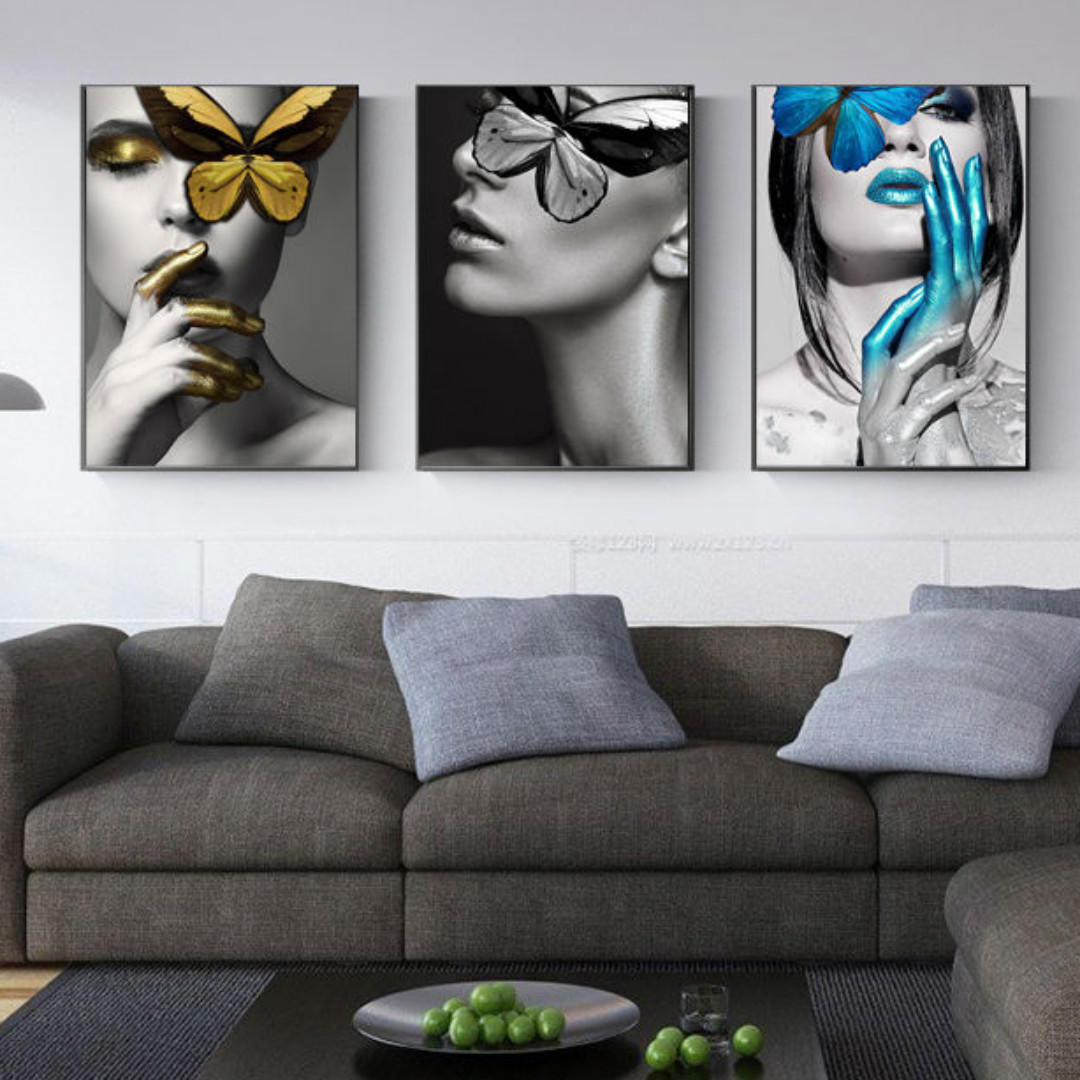Canvas Wall Art Print Lady Butterfly Abstract Poster