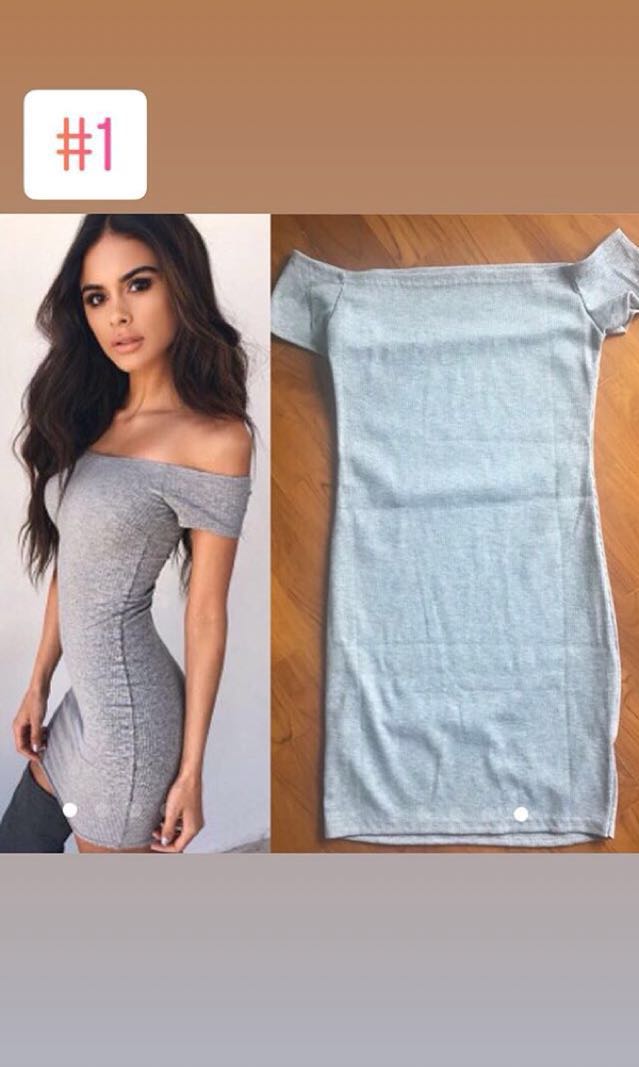 Grey Off Shoulder Top