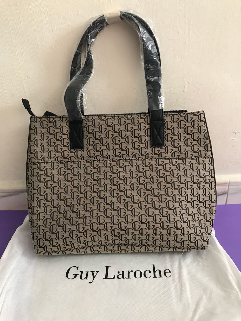 Guy Laroche Black/Gray Monogram Tote Bag at FORZIERI