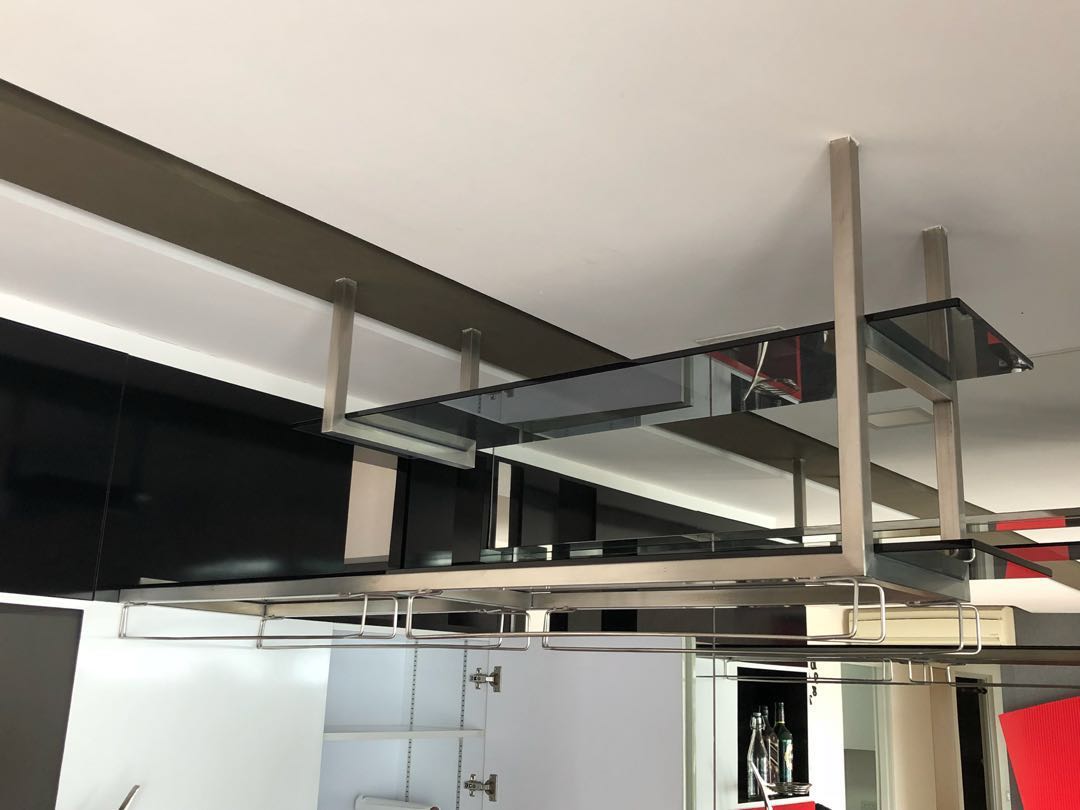 Hanging Bar Shelf With Wine Glasses Rack Furniture Shelves