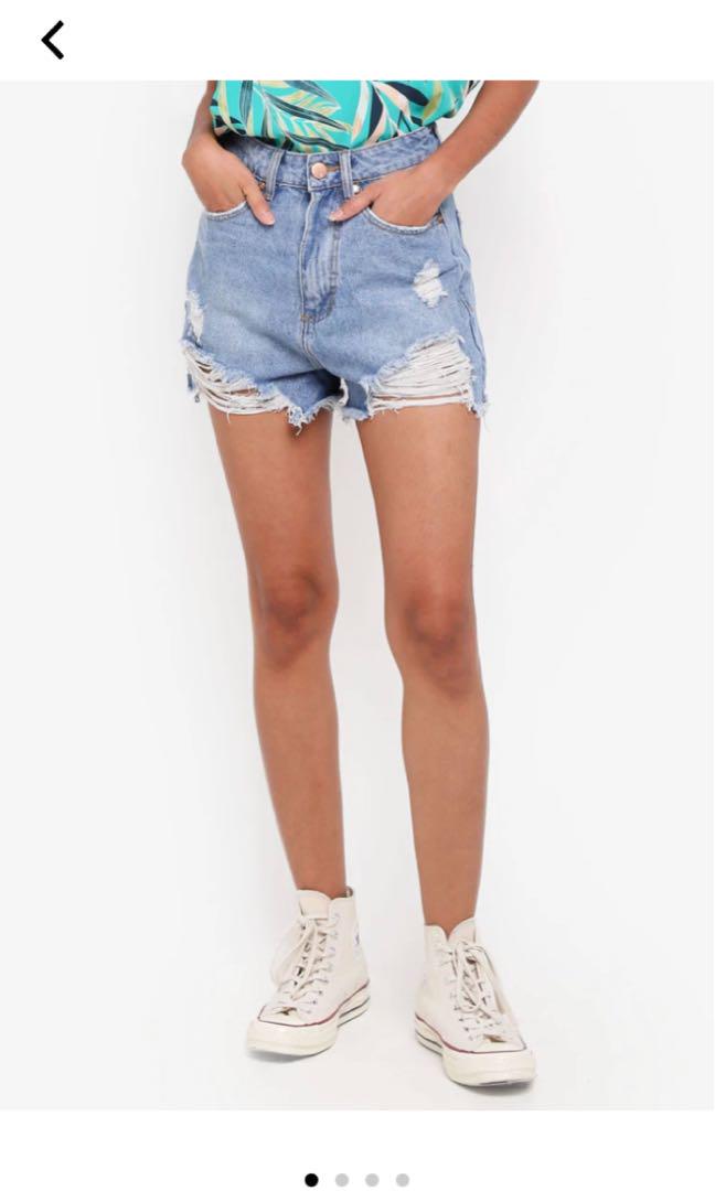 high rise flashback denim short