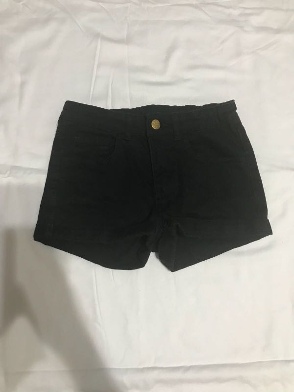 kids black denim shorts