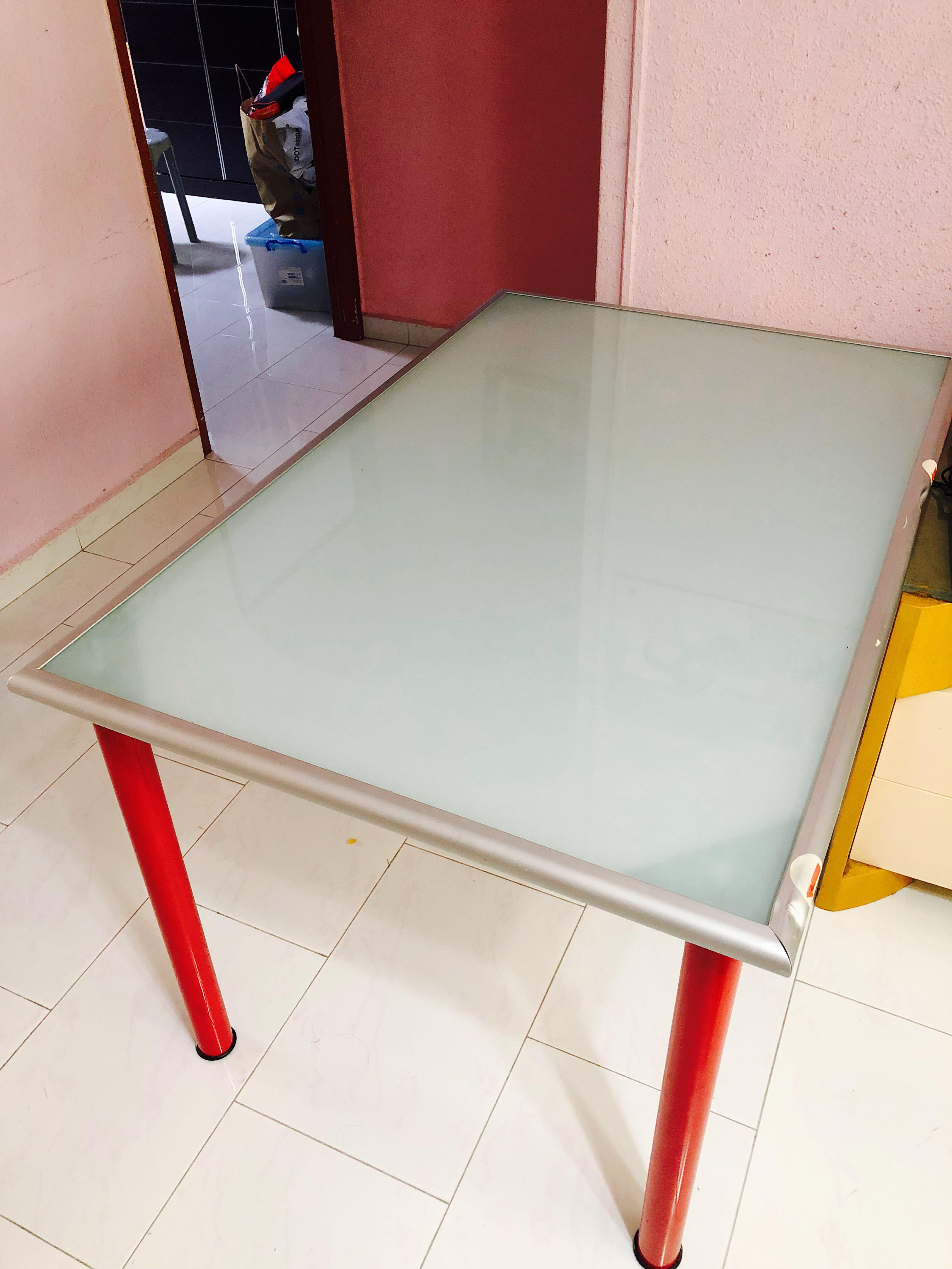 Ikea Frosted Glass Table Desk Furniture Tables Chairs On Carousell