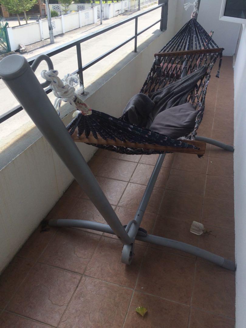 Ikea Hammock stand + Hammock (nylon), Furniture & Home Living, Furniture, Tables & Sets on Carousell