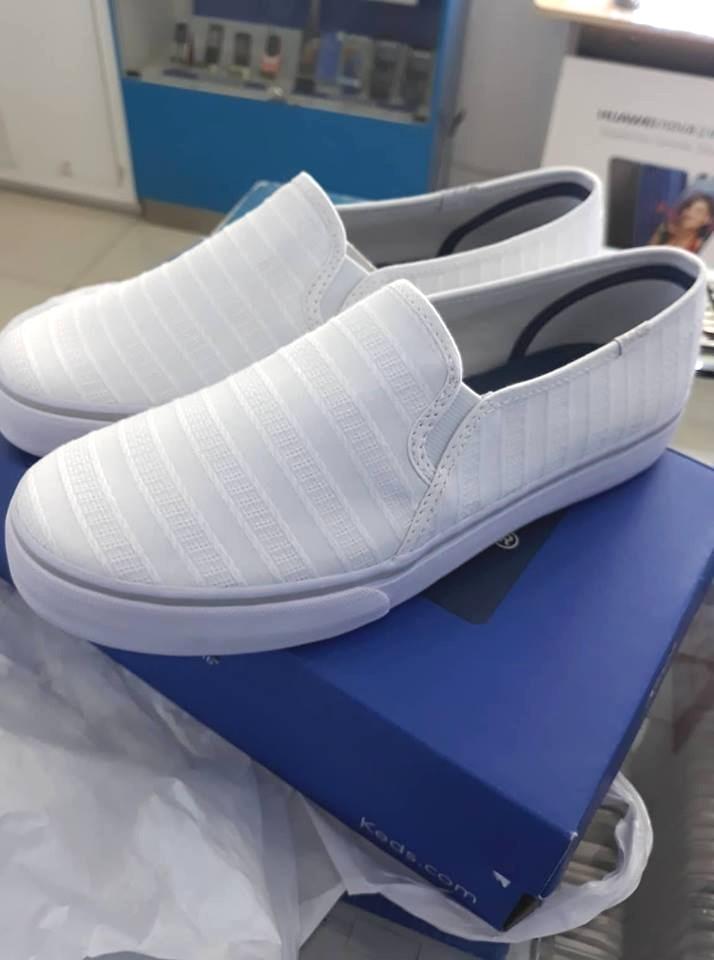 blue and white striped keds