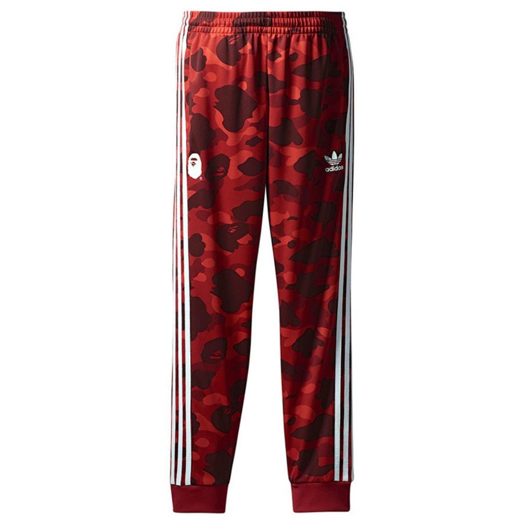 L Bape Adidas Track Pants Red Men s Fashion Bottoms Trousers