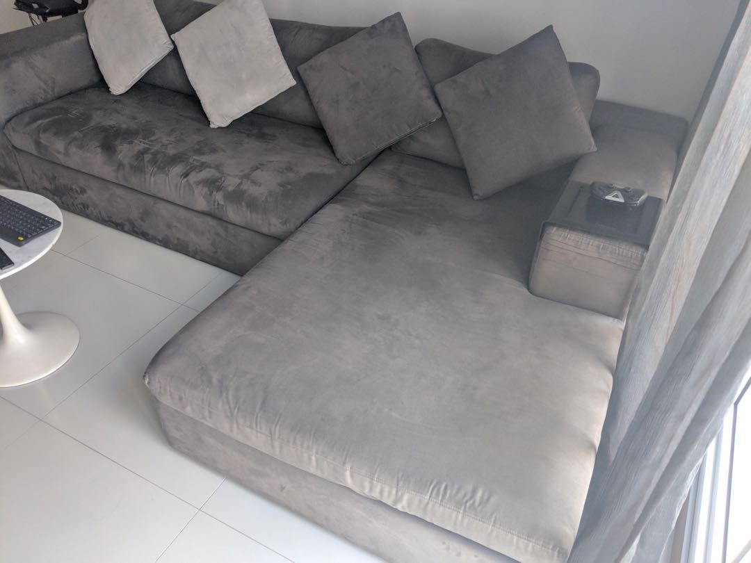 L Shape Sofa In Suede Material Furniture Sofas On Carou L Shape Sofa In Suede Material