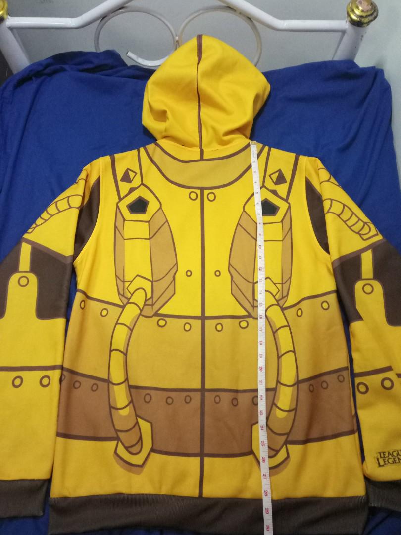 League of Legends Blitzcrank Hoodie Jacket Full Zip Yellow Mens Unisex XL NWOT