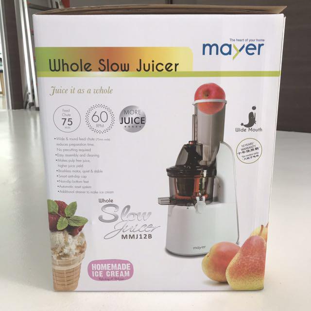 Mayer Slow Juicer MMJ12B, TV & Home Appliances, Kitchen Appliances