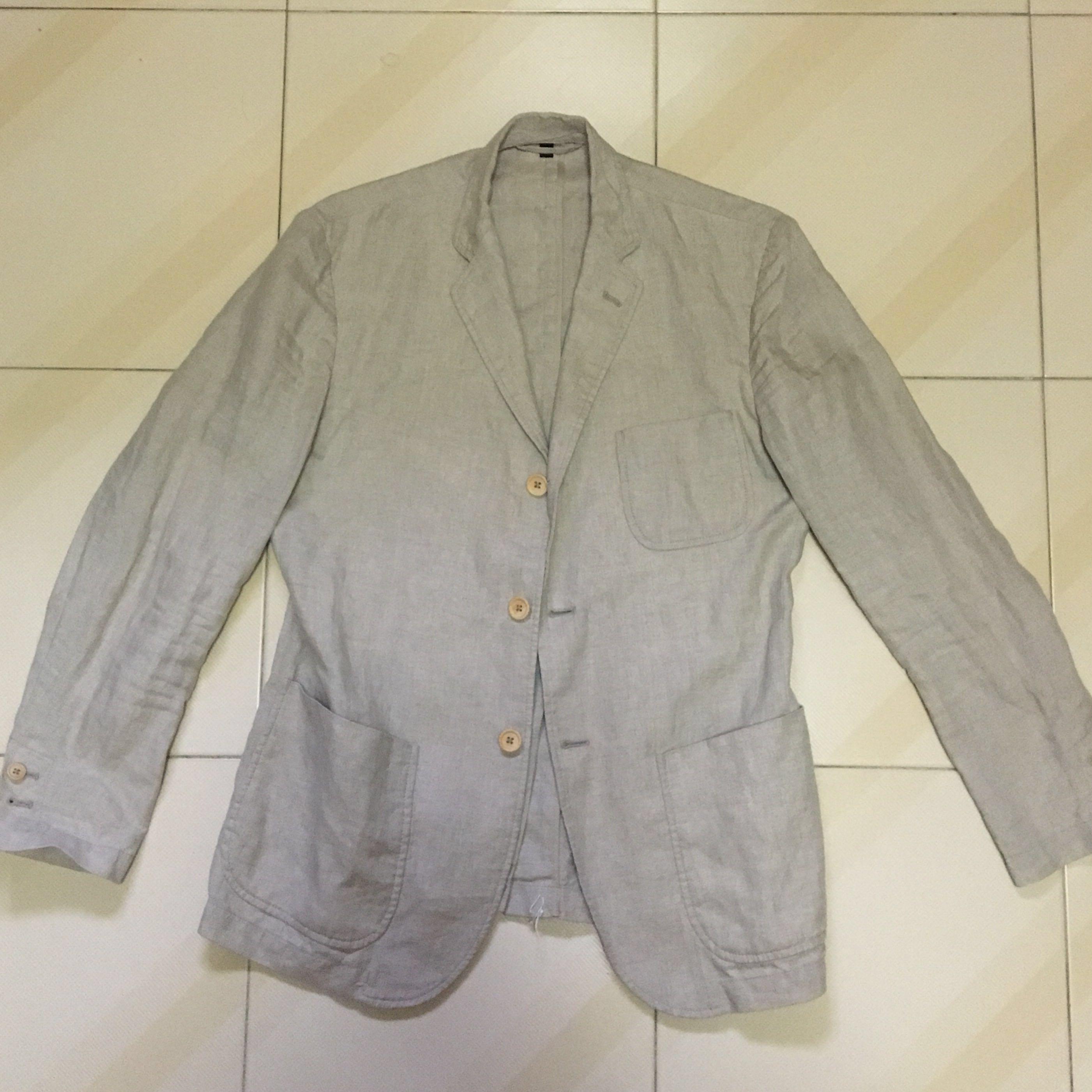 Muji- Linen Lightweight Casual Khaki Color Jacket, Men's Fashion, Coats ...