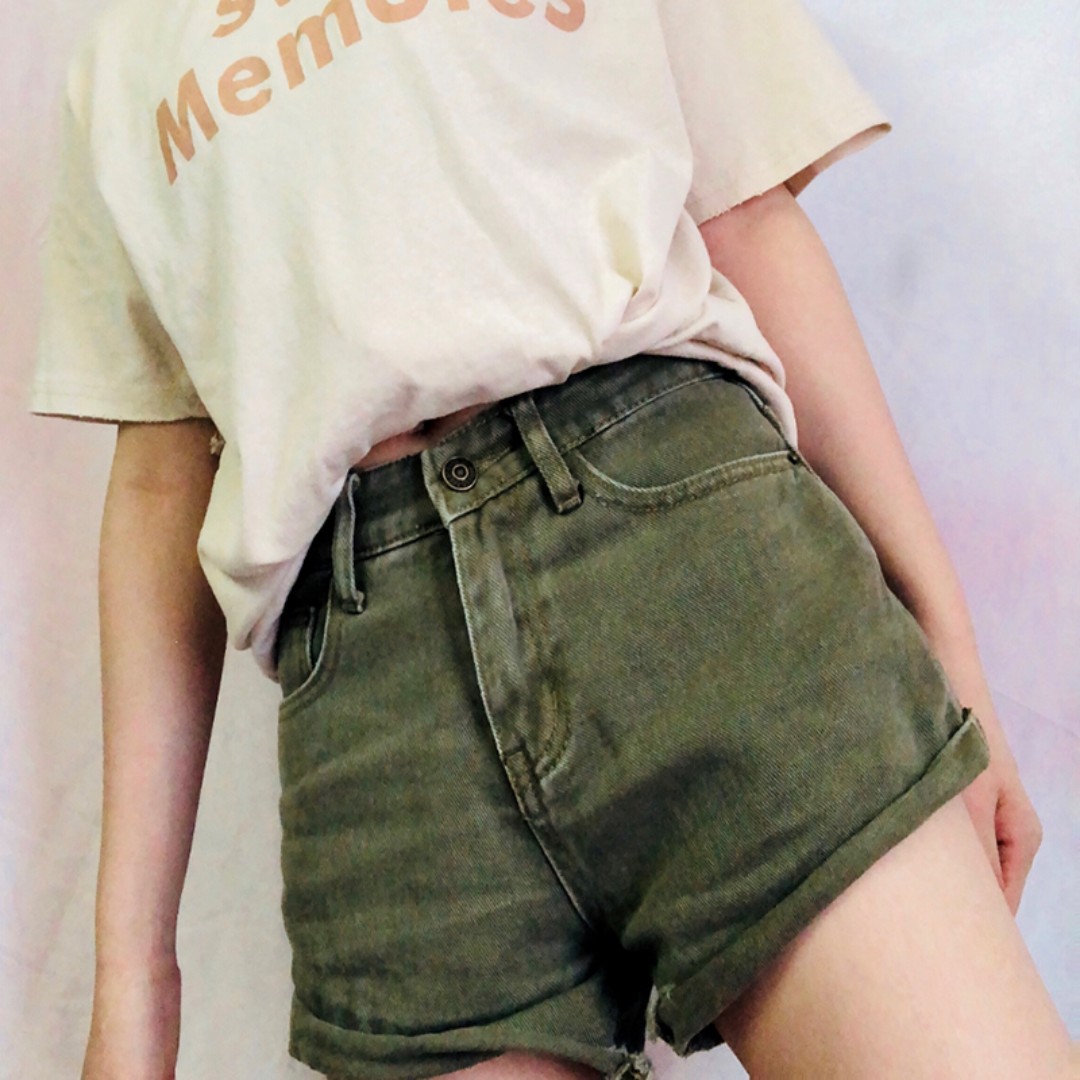 high waisted olive shorts