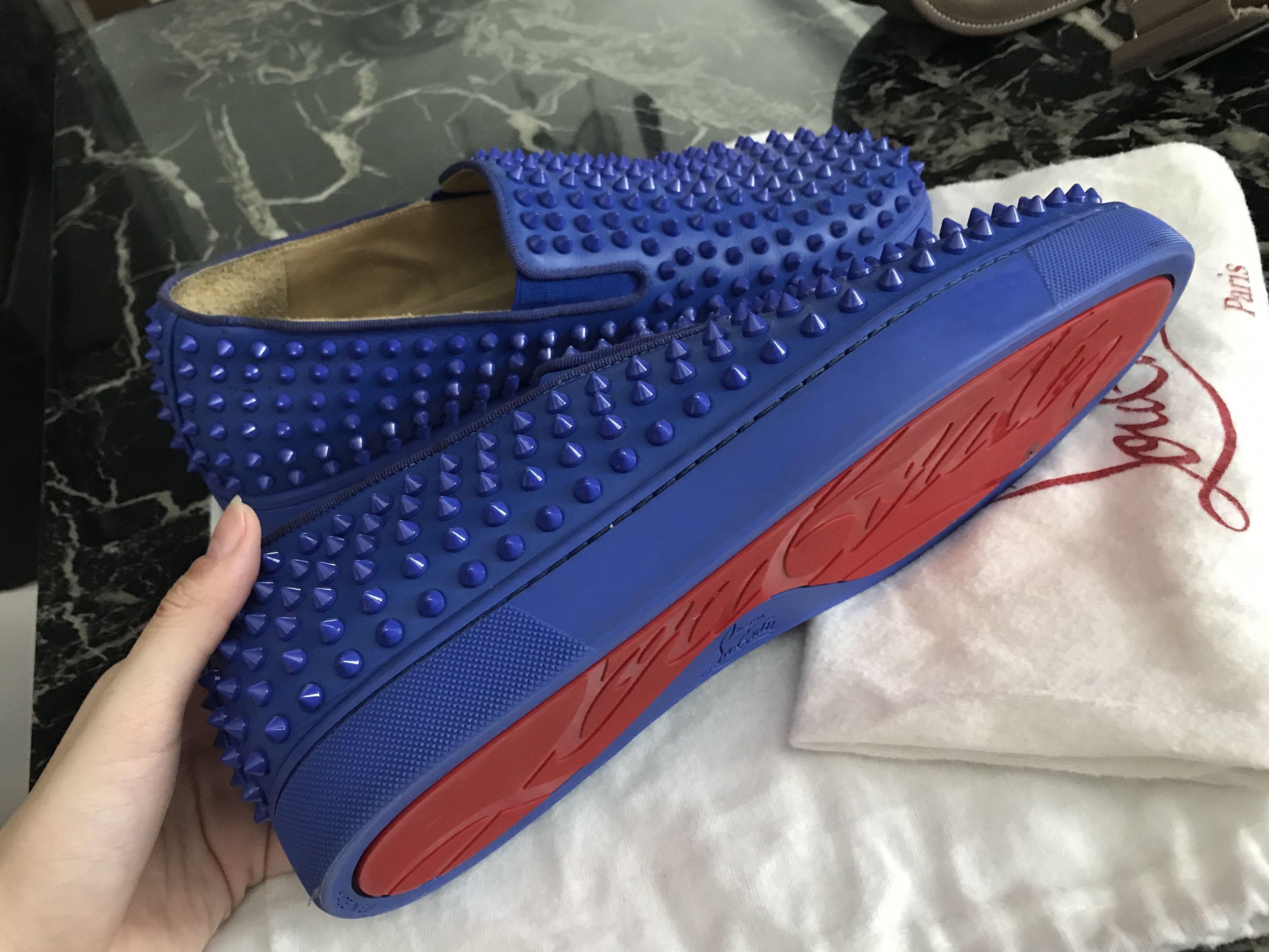 koste rulle Skifte tøj Preloved Christian Louboutin Rollerspike Slip On Shoes Blue Electric,  Luxury, Sneakers & Footwear on Carousell