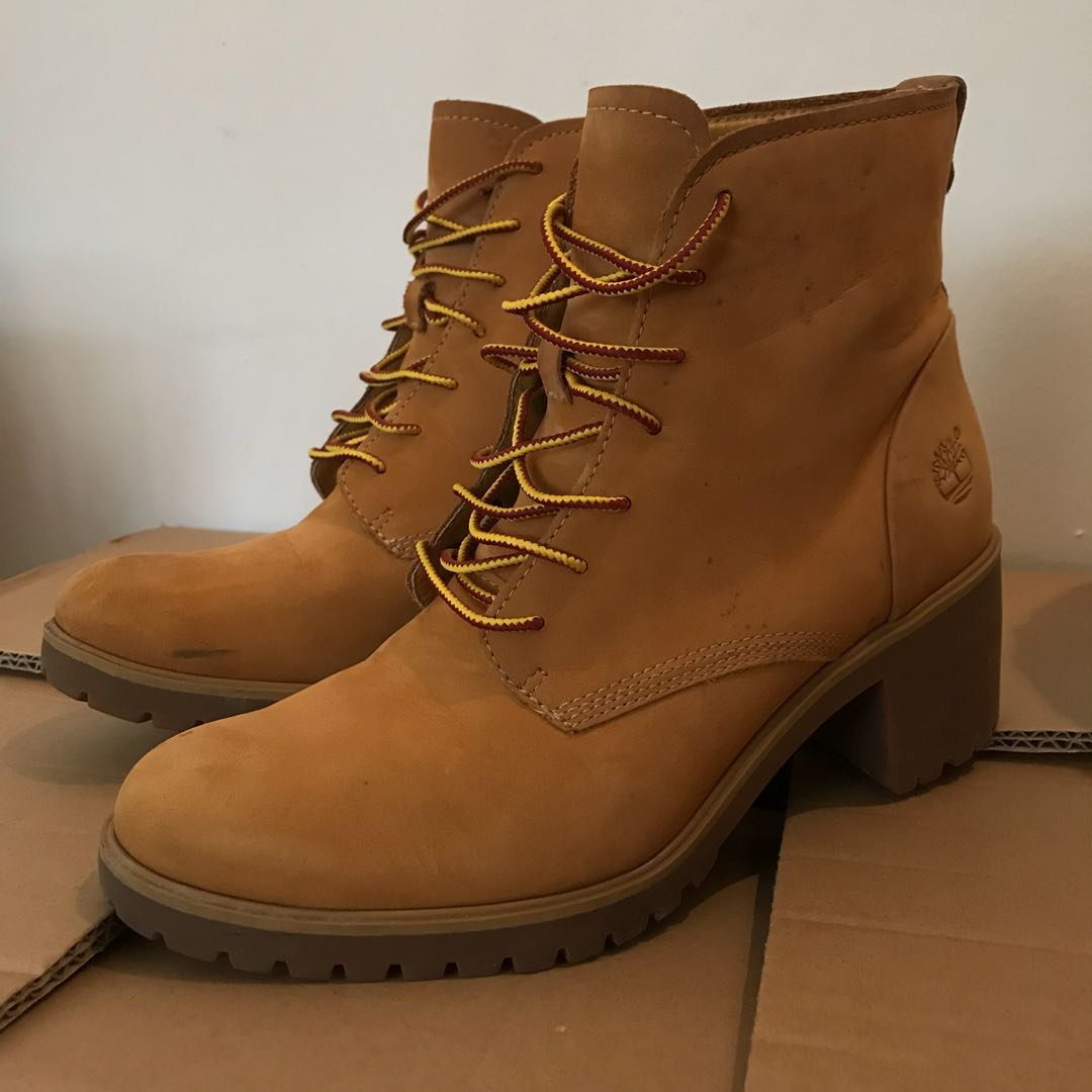 timberland high heel work boots