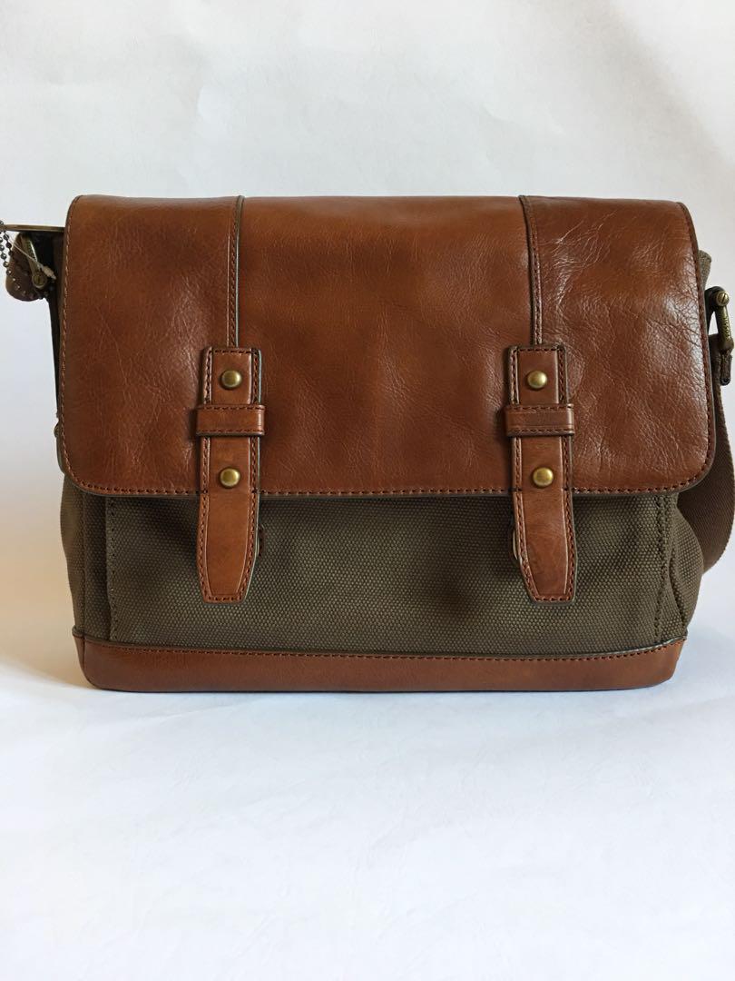 Vintage Fossil Bag, Fesyen Pria, Tas 