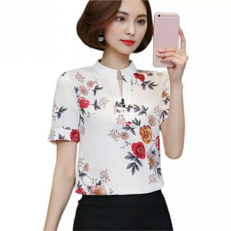 Women Summer Casual Ladies Short Sleeve Chiffon Office Wear