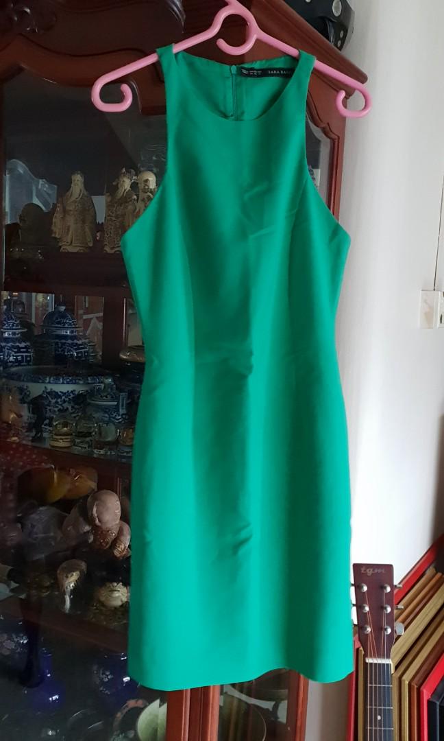 zara basic green dress