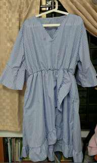 Blue checkered babydoll dress