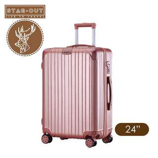 [Stag-Out] Amirates Premium Glossy 24" ABS+PC Luggage Bag Suitcase +Bag Hanger (Rose Gold)