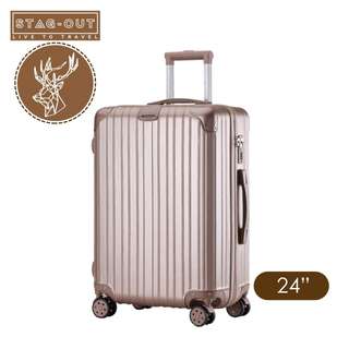[Stag-Out] Amirates Premium Glossy 24" ABS+PC Luggage Bag Suitcase +Bag Hanger (Champagne Gold)