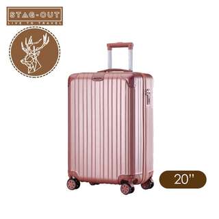 [Stag-Out] Amirates Premium Glossy 20" ABC+PC Luggage Bag Suitcase + Bag Hanger (Rose Gold)