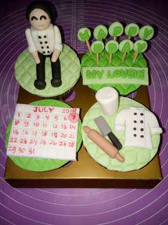 Chef cupcake , birthday cupcake , custom cupcake