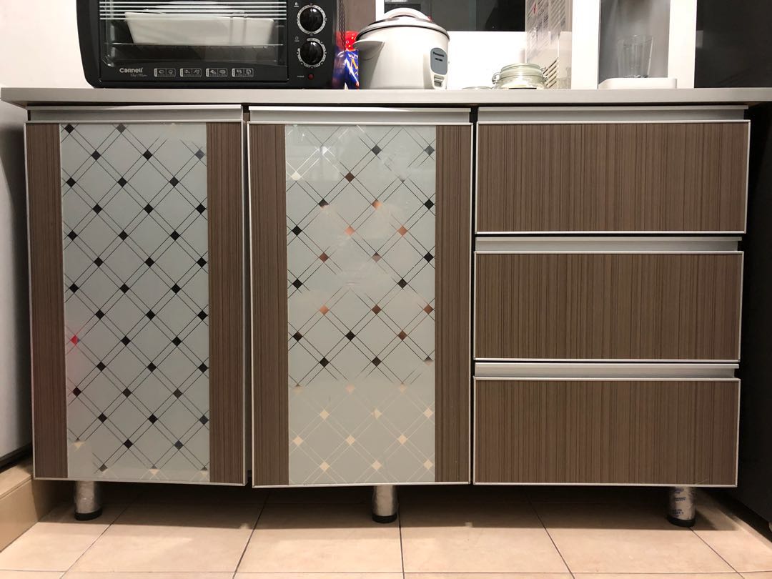 4 Door Tiled Top Kitchen Cabinet Home Furniture On Photo