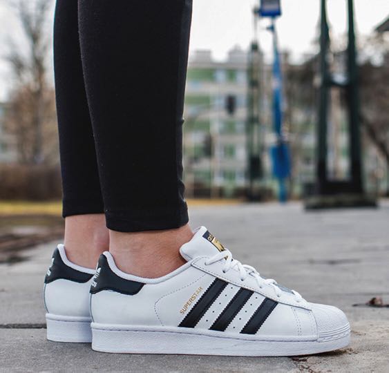 adidas originals superstar black and white trainers