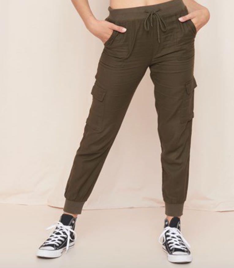 Army green cargo joggers womens clearance