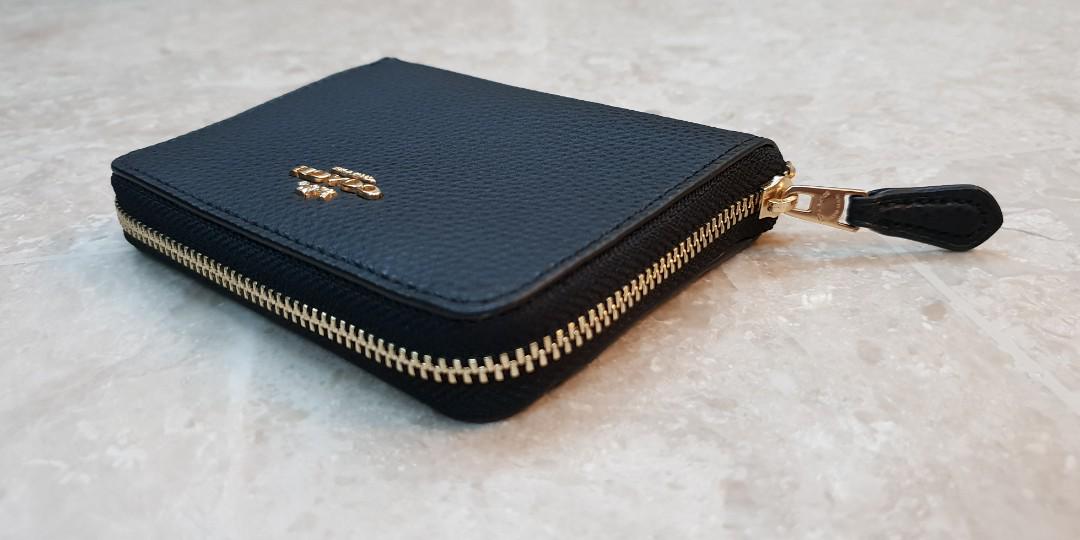 COACH F24808 Black Pebbled Leather Small Zip Around Wallet in Black Luxury Bags Wallets on Carousell