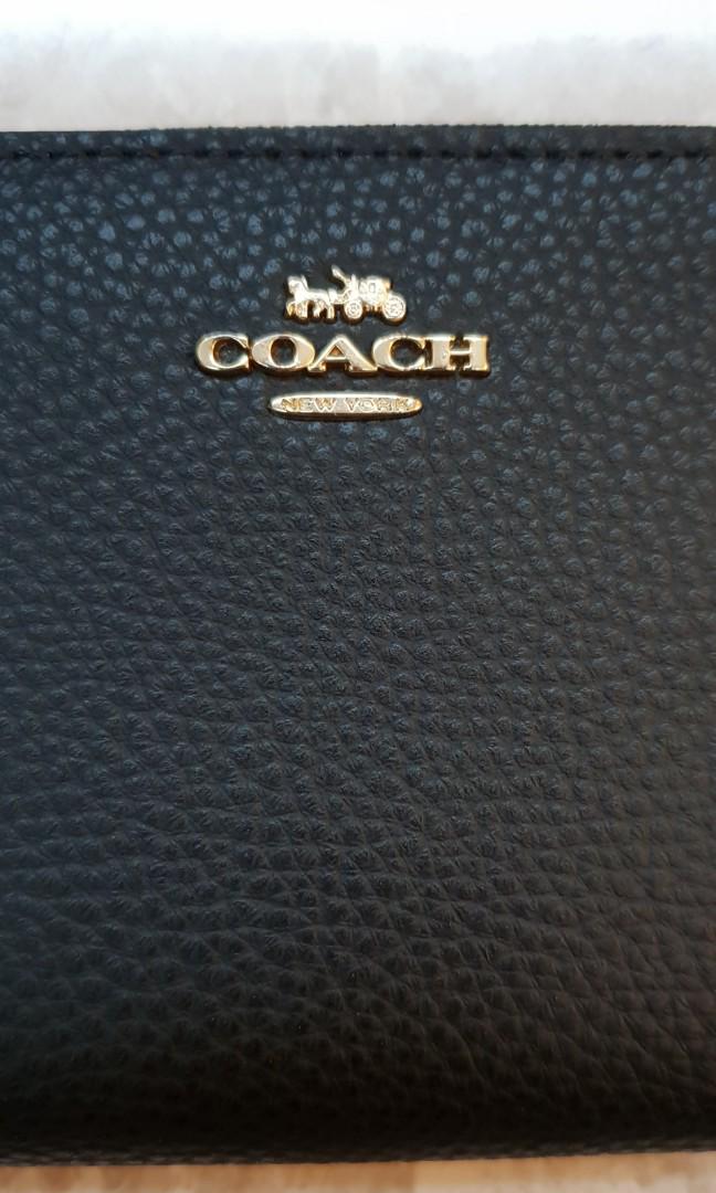 COACH F24808 Black Pebbled Leather Small Zip Around Wallet in Black Luxury Bags Wallets on Carousell
