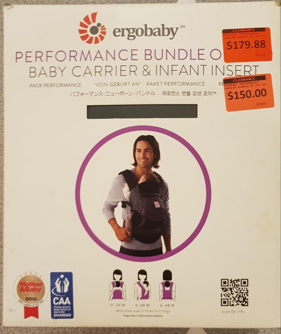 Ergobaby performance bundle of joy carrier and infant insert Babies Kids Going Out Carriers Slings on Carousell