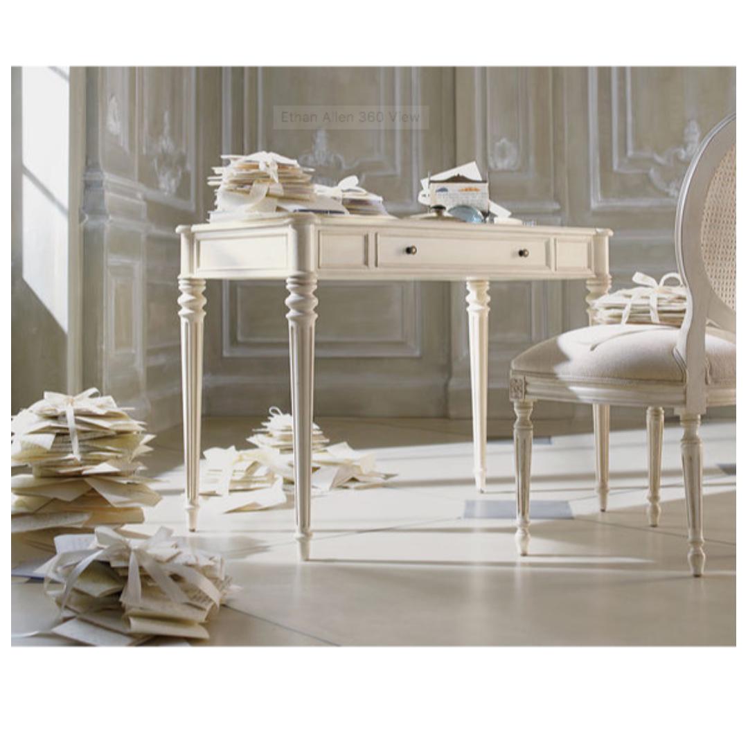 Solid Wood Petite Desk In Lily White By Ethan Allen Furniture