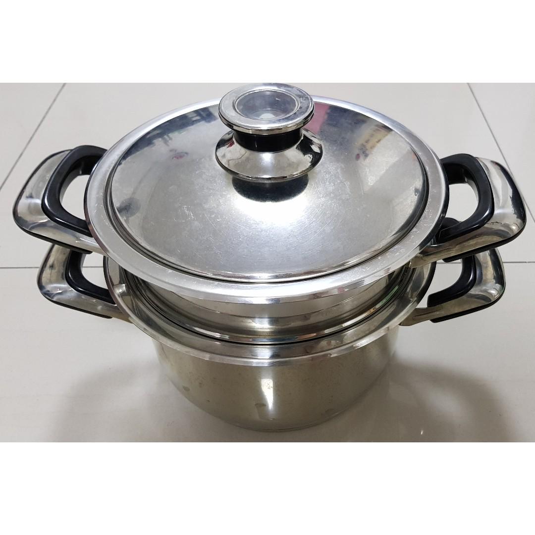 Koonex 18 10 Stainless Steel Stream Pot 8 Inches Diameter Home Appliances Kitchenware On Carousell koonex 18 10 stainless steel stream pot