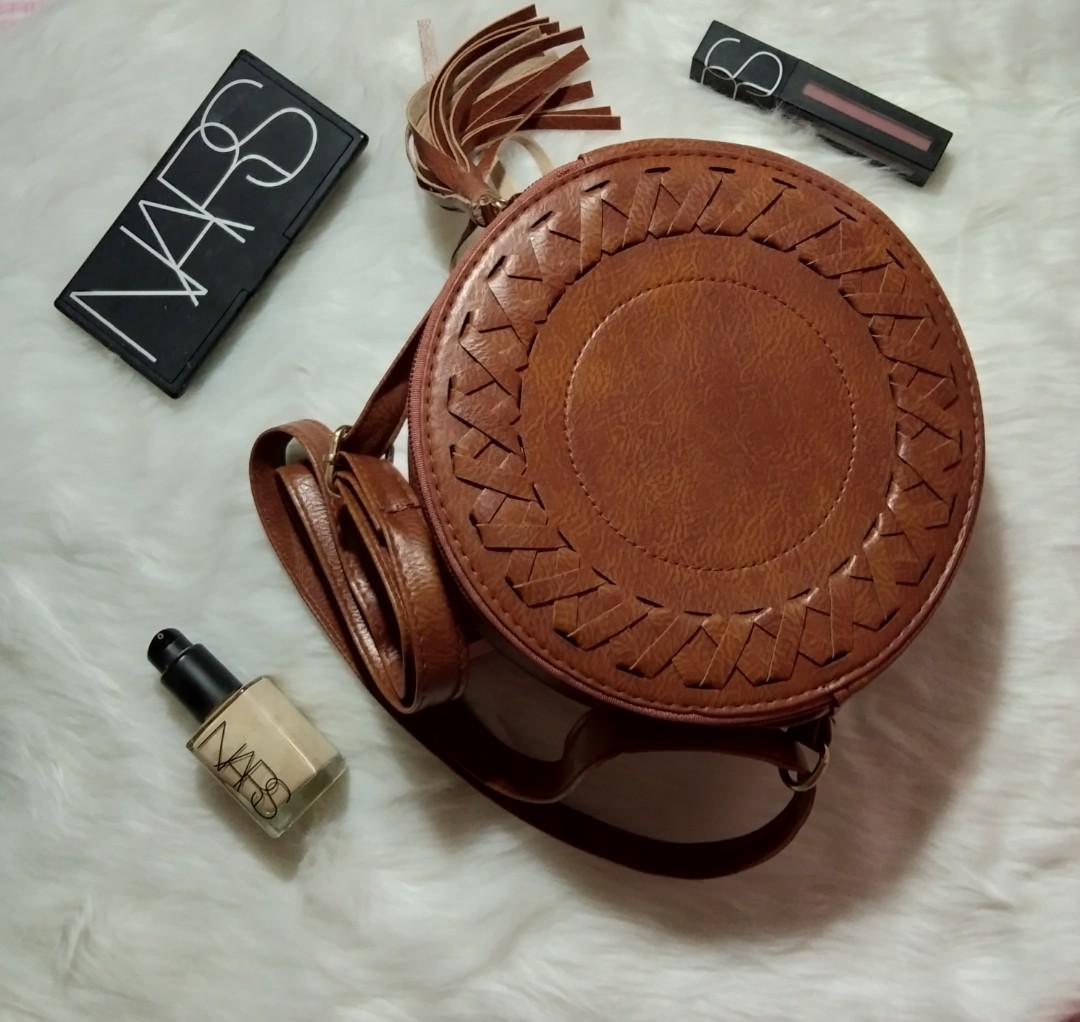 Korean bohemian retro tassel circle sling bag hotsell