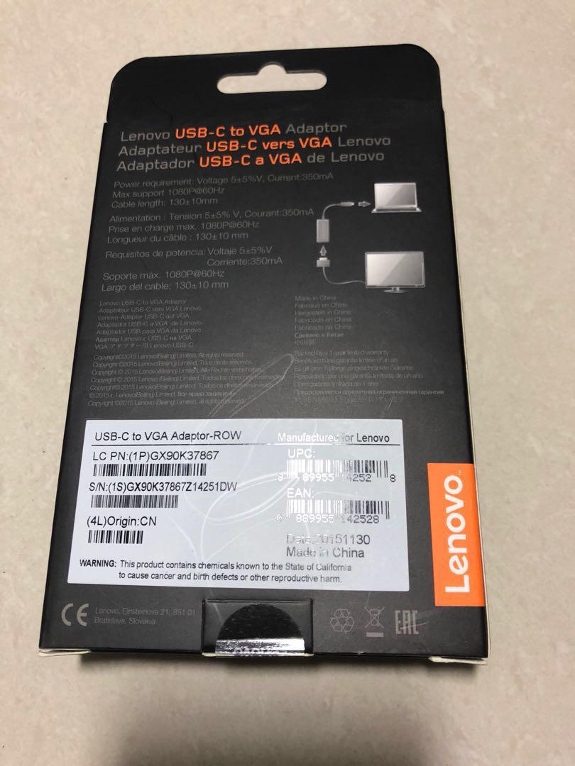 Lenovo USBC to VGA, Computers & Tech, Parts & Accessories, Cables
