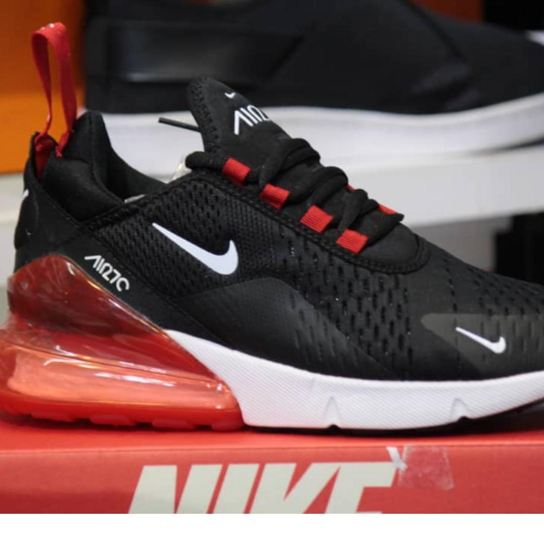nike air max 270 flyknit black red