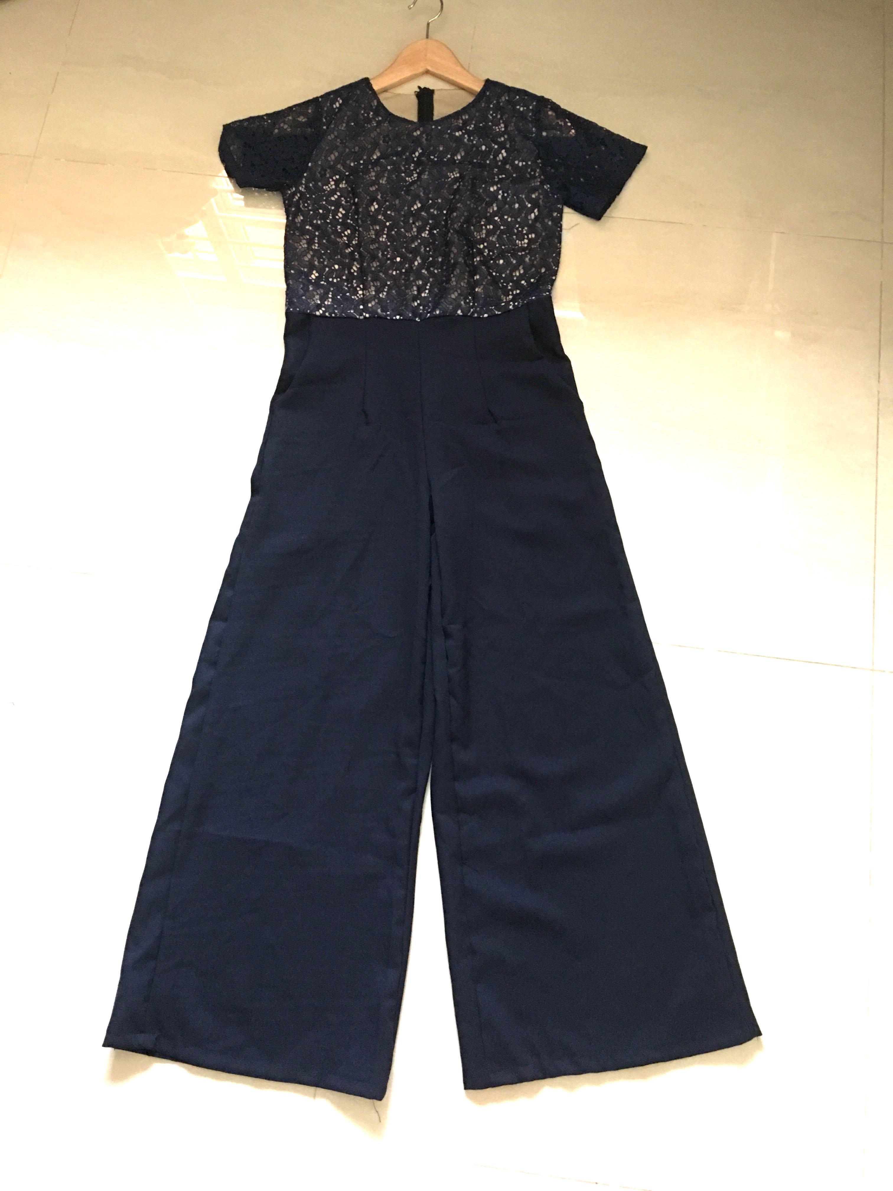 navy blue lace jumpsuit