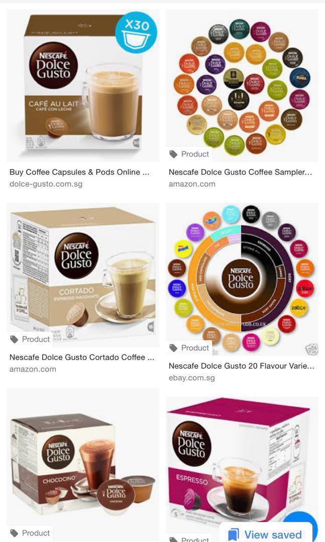Nescafe Dolce Gusto capsules, Food 