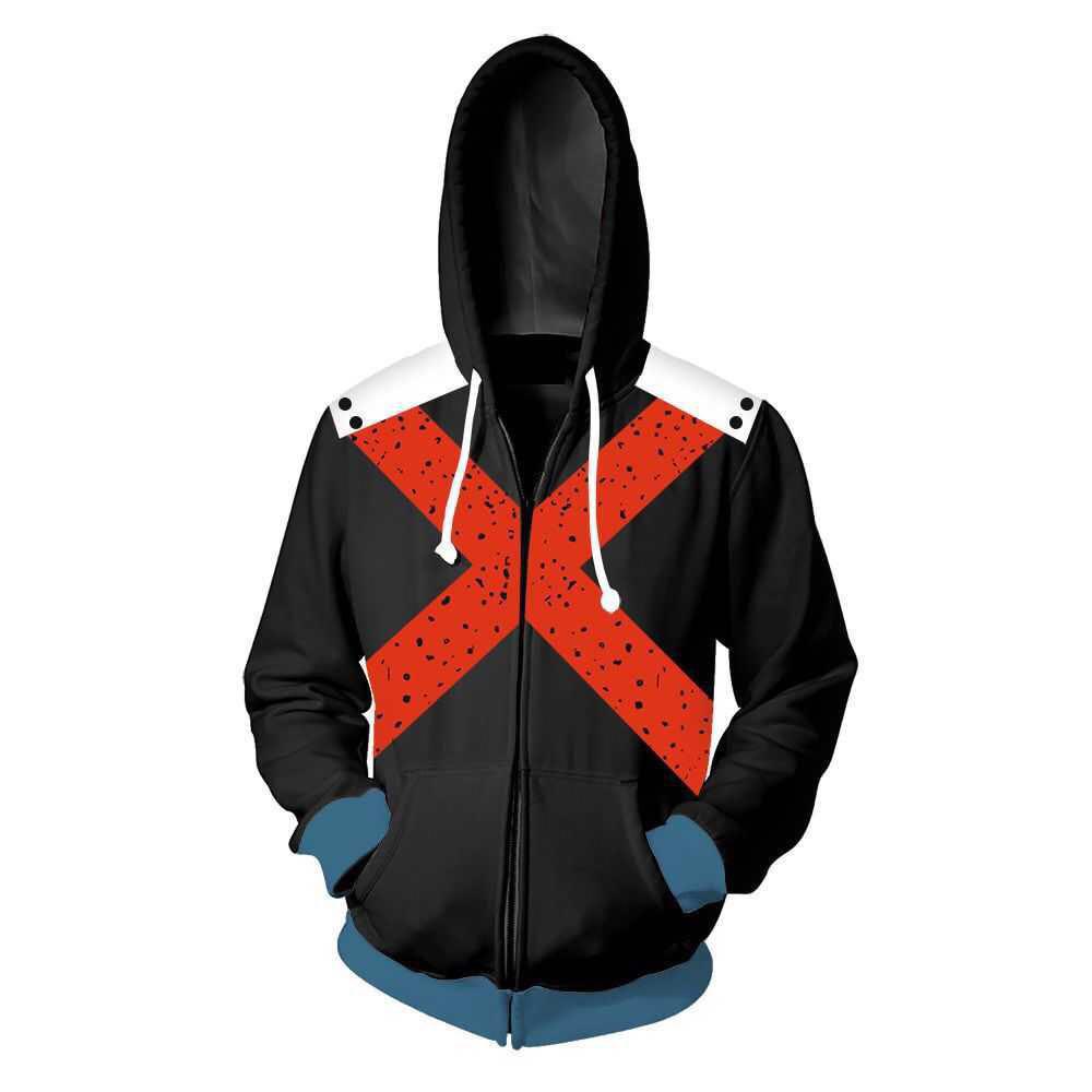 Po My Hero Academia Bakugou Zip Hoodie Jacket Casual Cosplay