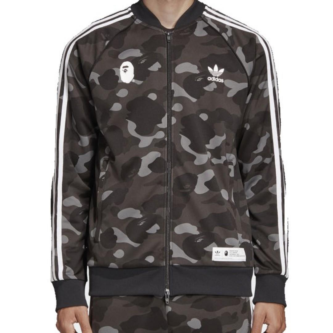 S M Bape Adidas Track Top Jacket Black Men s Fashion Coats Jackets and Outerwear on Carousell