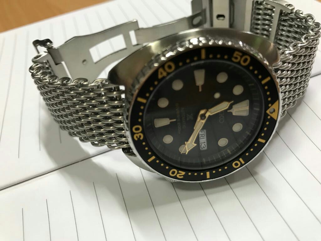 Seiko Golden Turtle SRP775K1 with shark mesh bracelet, Luxury, Watches on  Carousell
