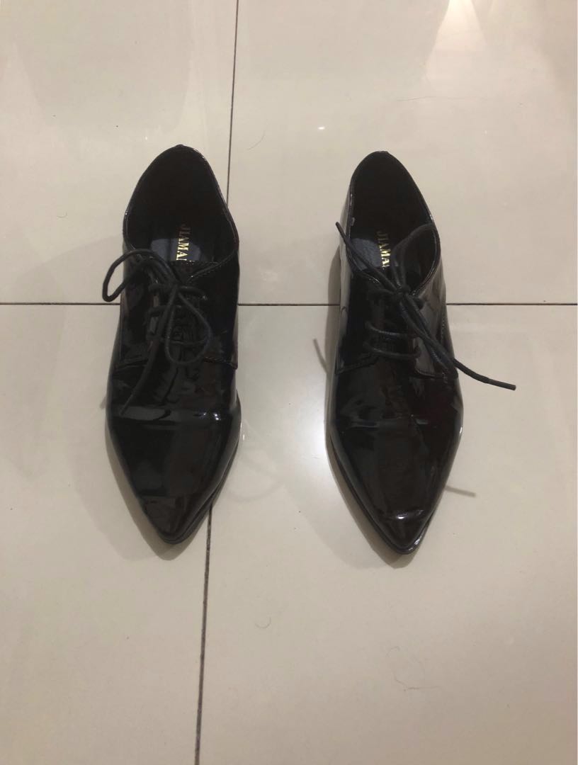 sepatu kulit hitam pantofel wanita black leather shoes 1532884019 a6647bc4