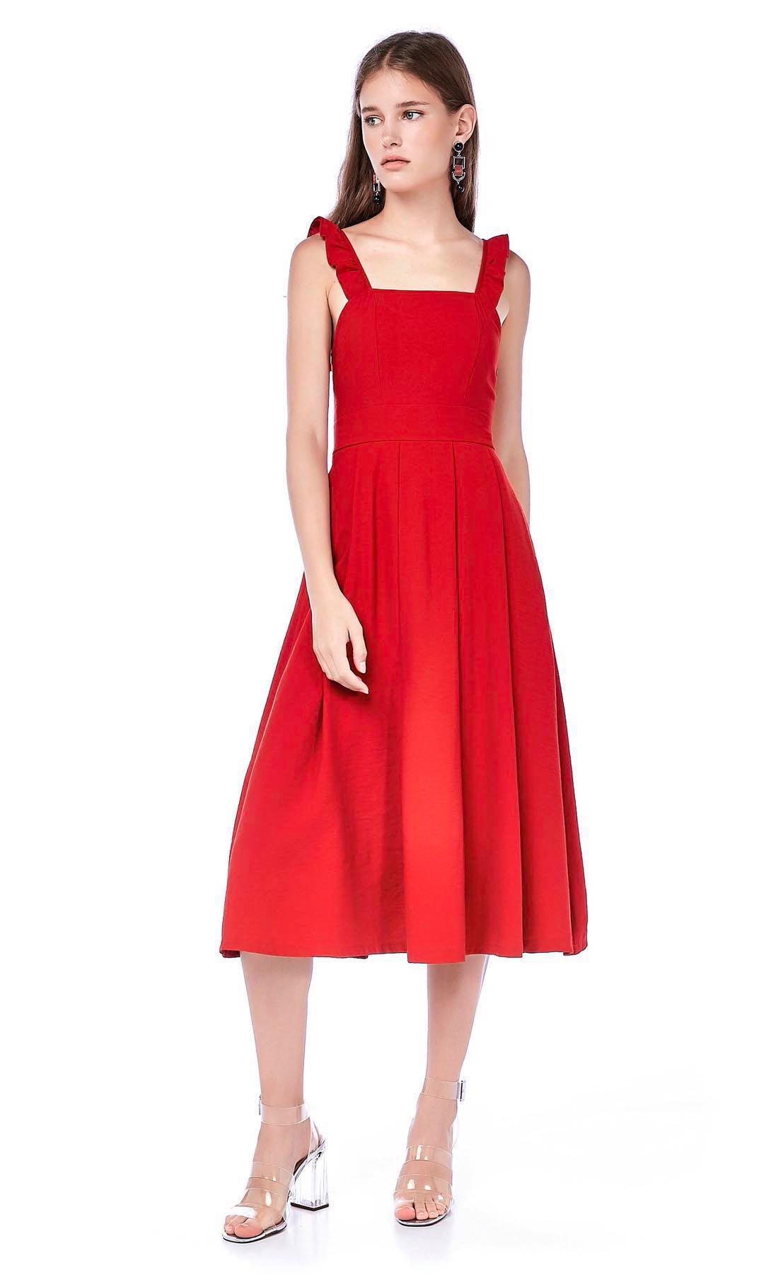 Rozelle Ruffle Strap Midi Dress