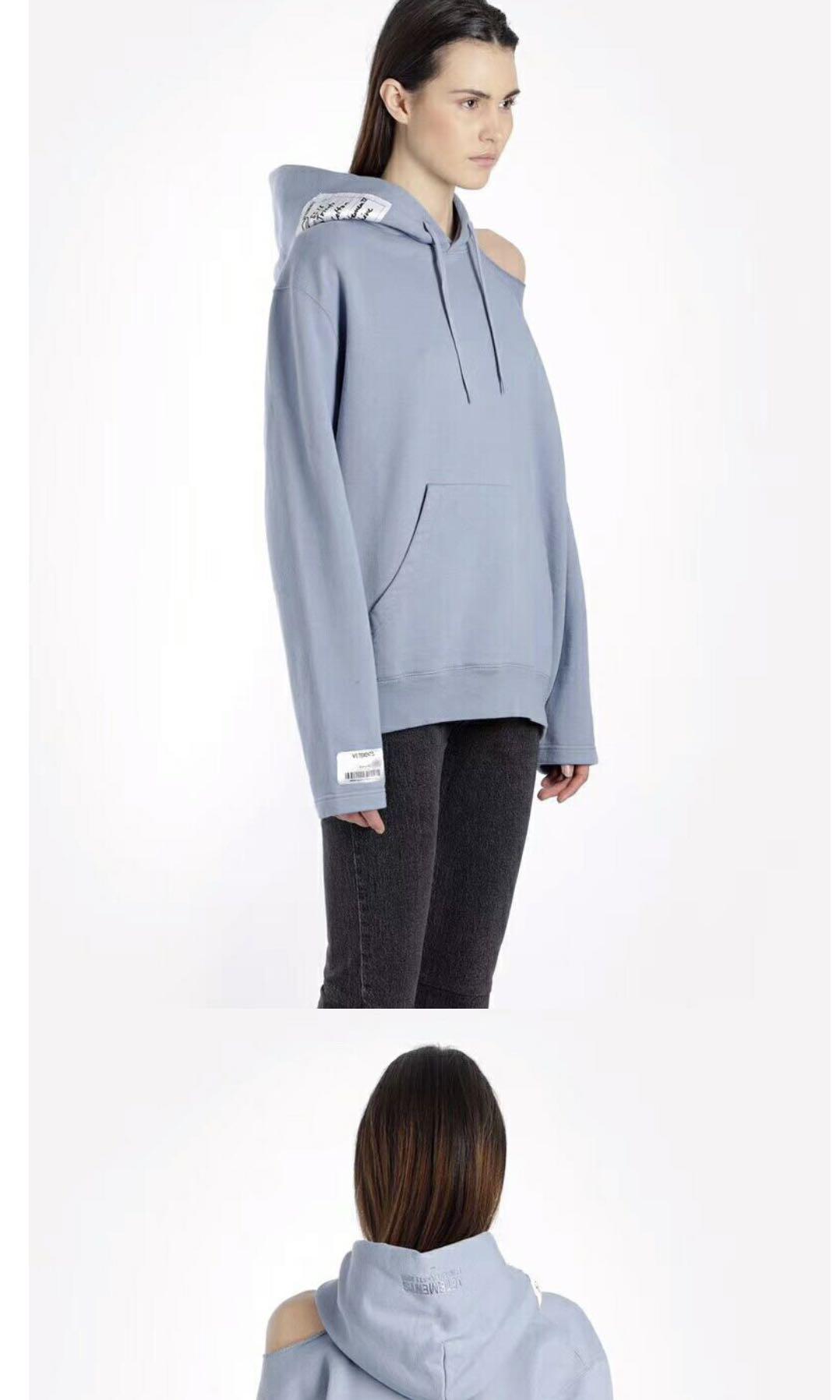 Vetements open shoulder hoodie top