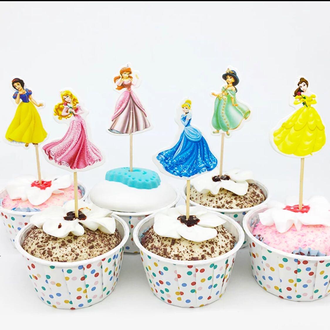Cupcake Toppers Ariel Birthday Party Cinderella Disney Princess Belle.