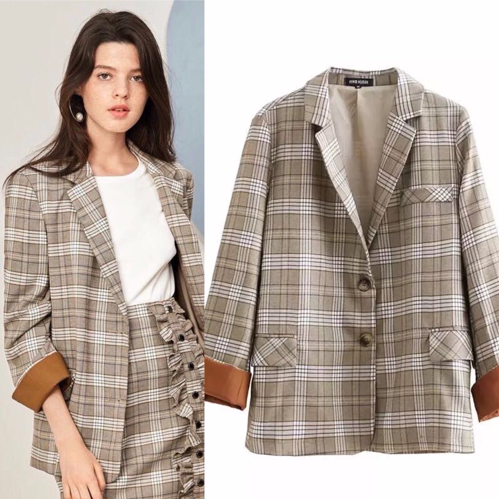vintage plaid blazer