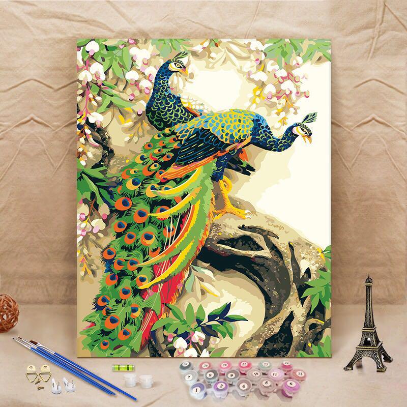 Diy Hand Painting By Numbers Peacock Design Design Craft Art