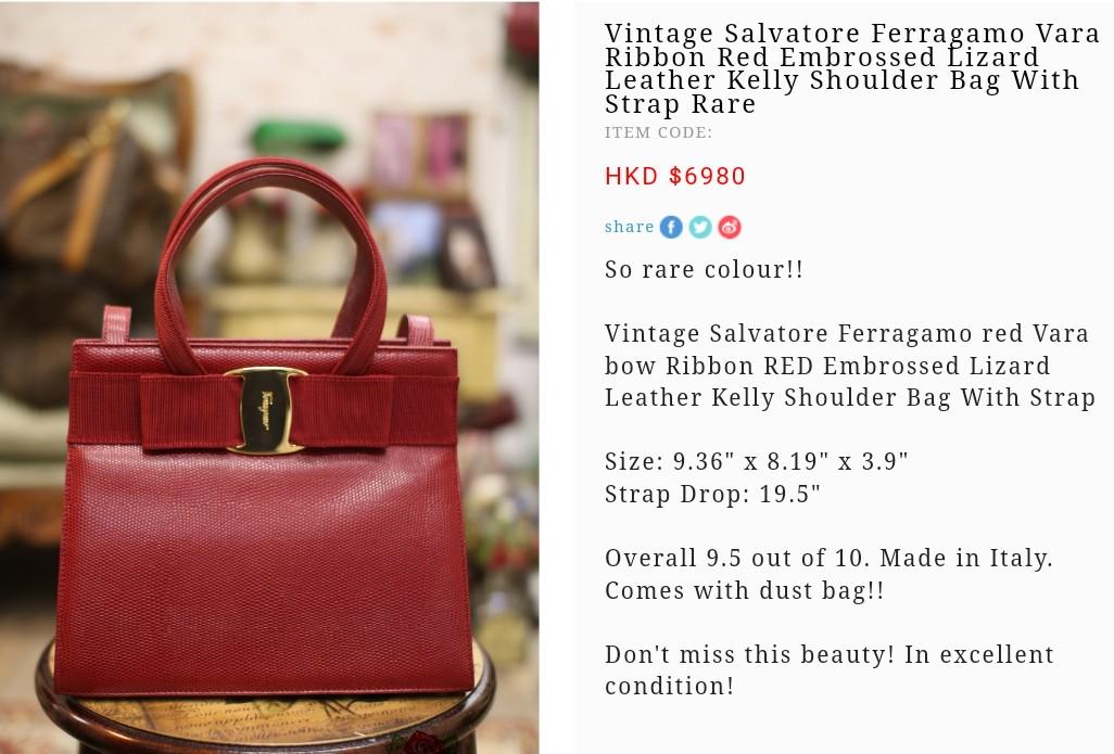 Salvatore Ferragamo Shiny Lizard Gancini Mini Kelly Bag Red