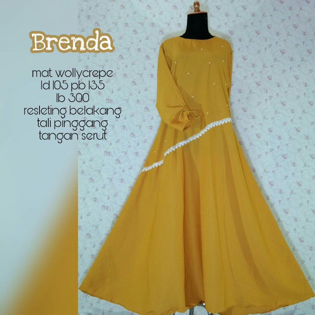 Gamis Wollycrepe Resleting Belakang Tangam Serut Olshop Fashion Olshop Wanita Di Carousell