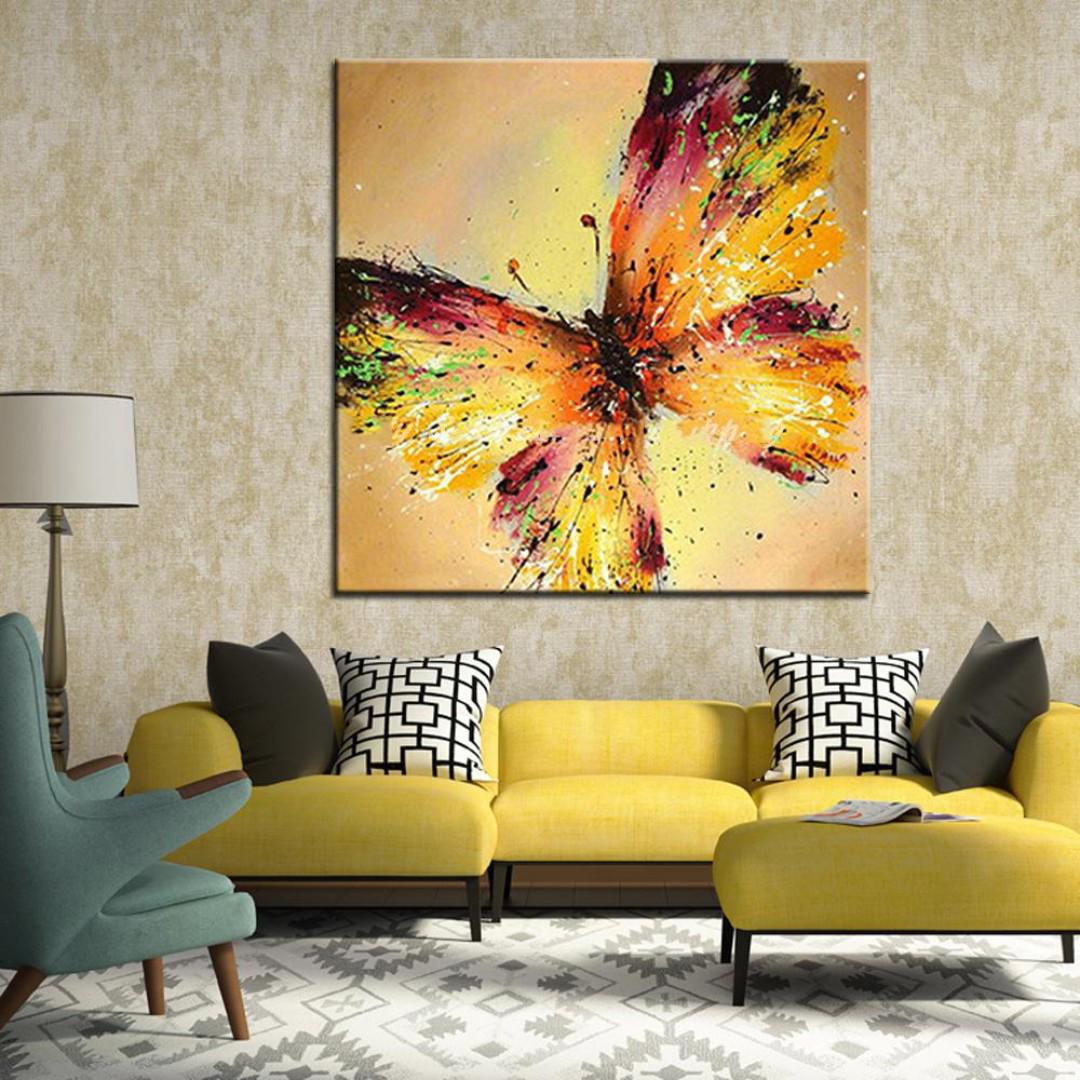 Hand Made Butterfly Palette Knife Oil Painting Design Craft